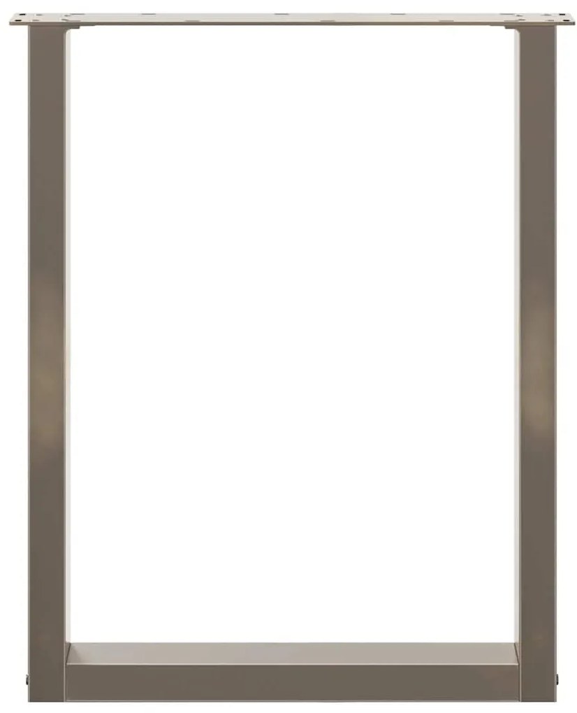 Pés para mesa de jantar em formato de U, 2 peças, aço natural, 70x(72-