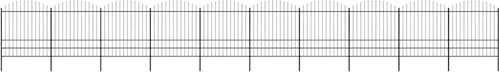 vidaXL Cerca de jardim com topo em forma de lança em aço 1781,5x200 cm, preta