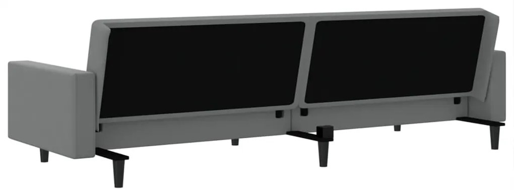 Sofá-cama de 2 lugares veludo cinzento-claro