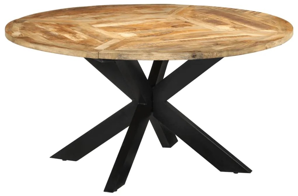 Mesa de jantar Ø150x76 cm madeira de mangueira maciça áspera