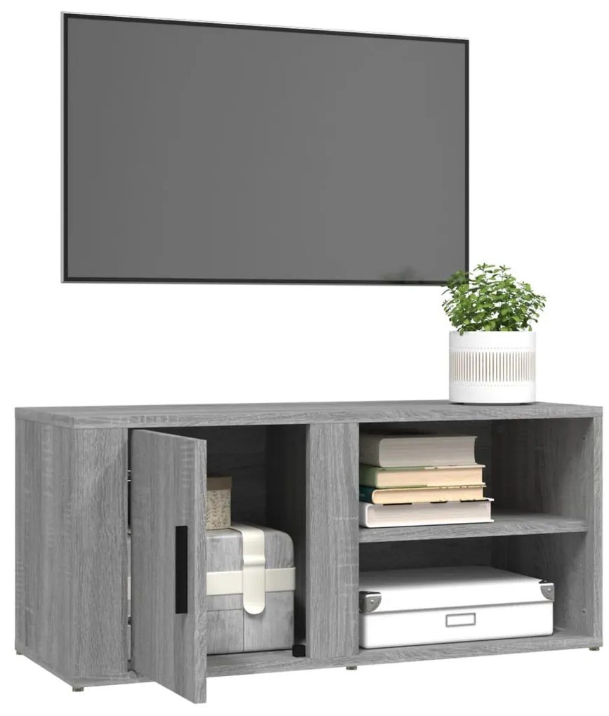 Móveis TV 2 pcs 80x31,5x36 cm derivados madeira cinzento sonoma