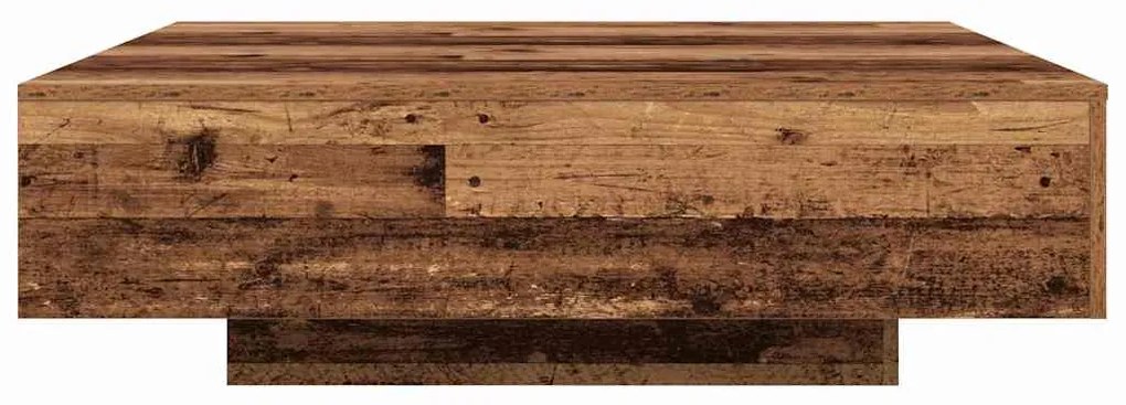 Mesa de Centro vidaXL com Luzes LED Madeira Antiga 100x100x31 cm