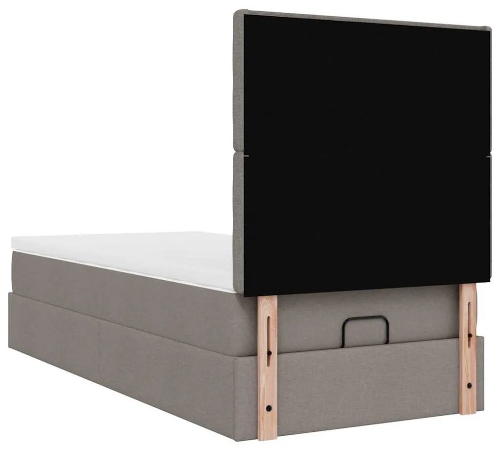 Cama otomana com colchão 100x200 cm tecido cinza