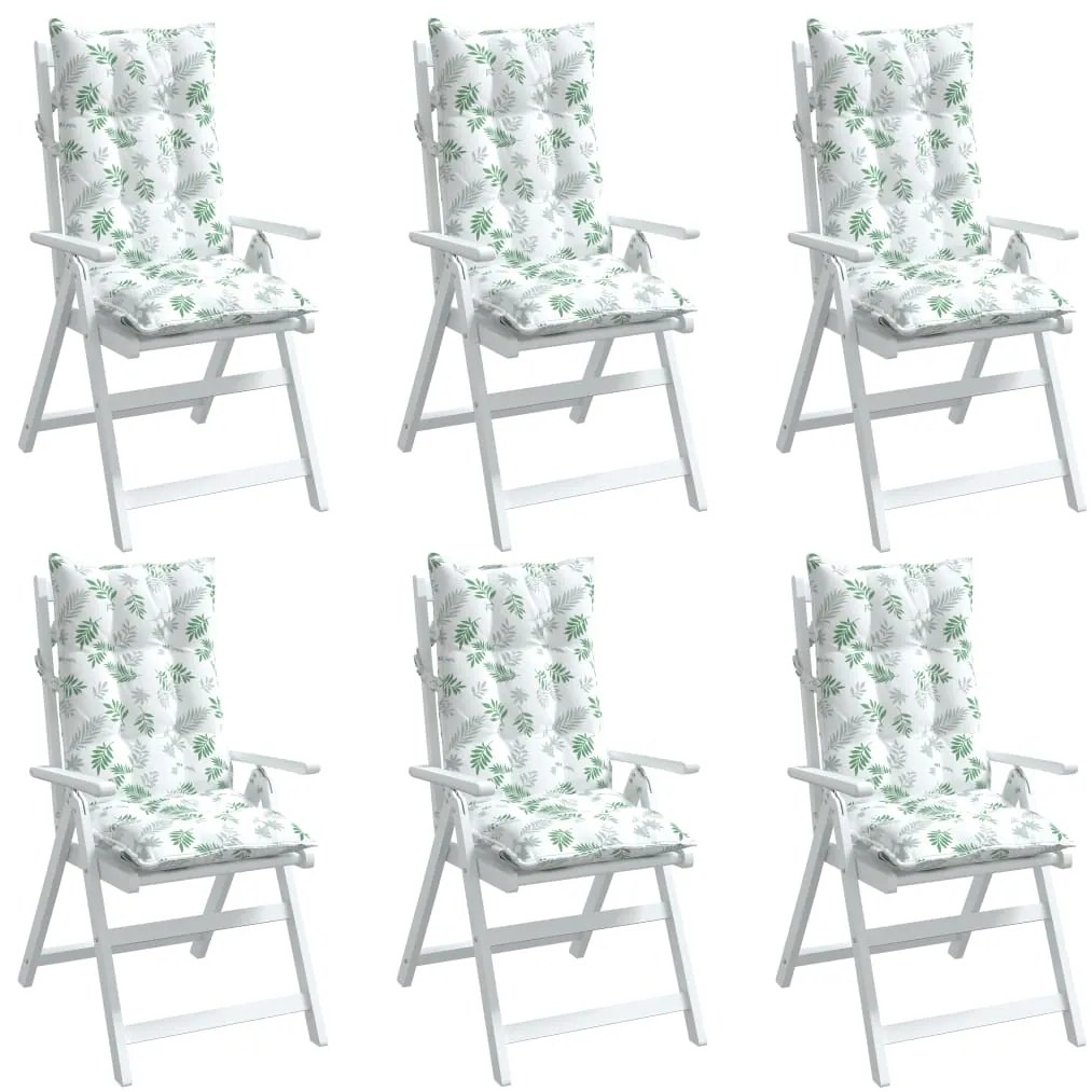 Almofadões p/ cadeira encosto alto 6 pcs tecido oxford folhas