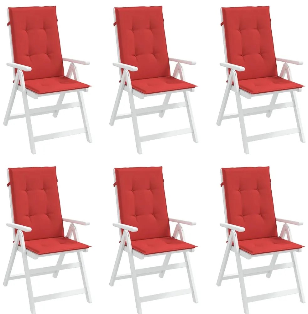 Almofadões para cadeiras altas de jardim 6 pcs tecido vermelho