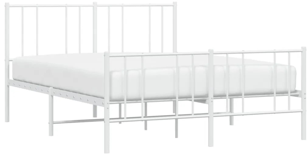 Estrutura de cama com cabeceira e pés 140x190 cm metal branco