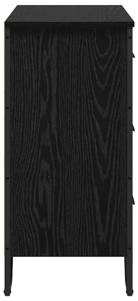 Baú de Gavetas Carvalho Preto 91x35.5x74.5 cm Madeira Engenheirada