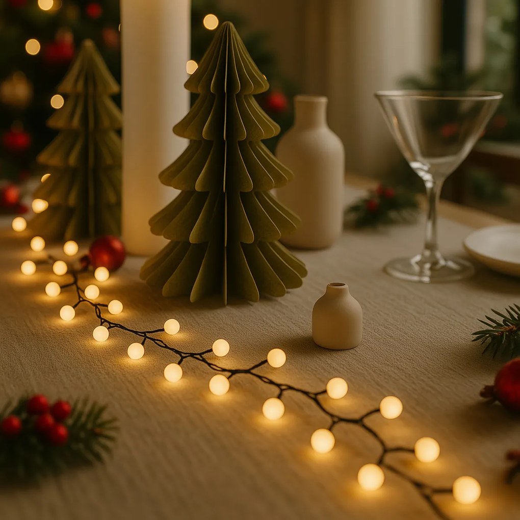 Cordão de luzes de Natal verde com 100 LEDs branco 5m IP44 - Dasher