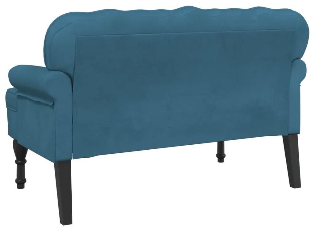Banco com encosto 119,5x64,5x75 cm veludo azul