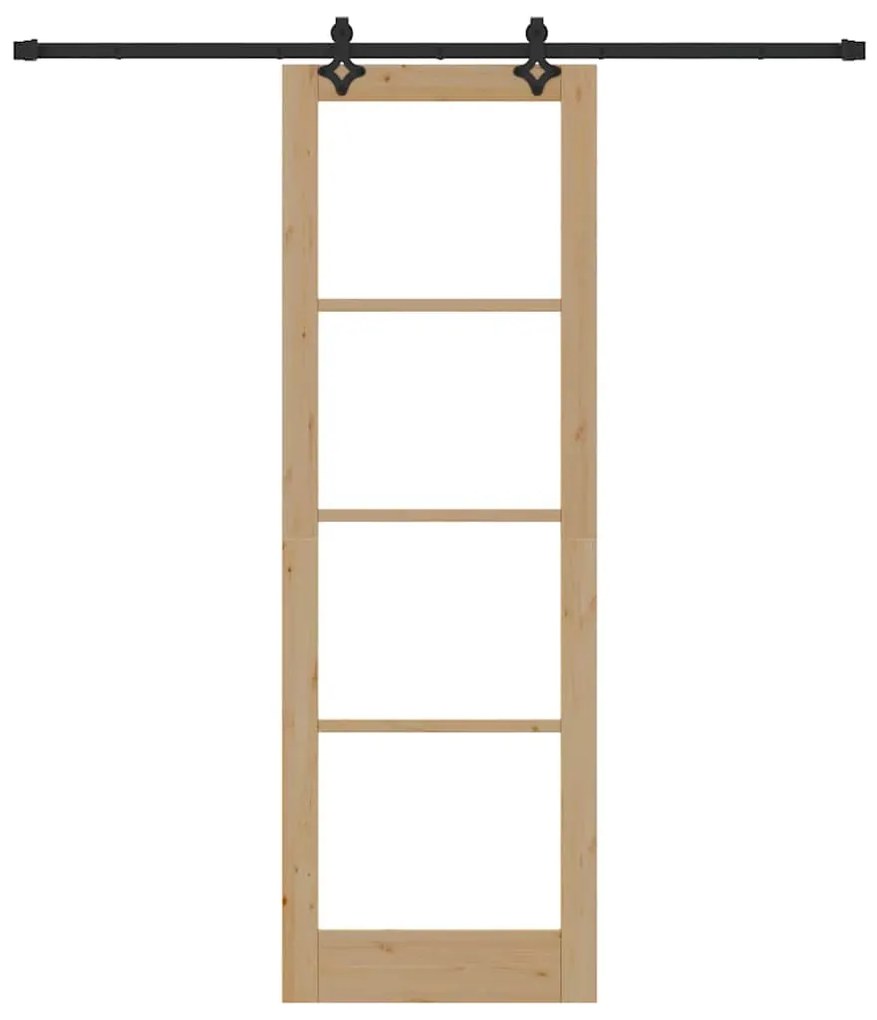 Porta Deslizante com Conjunto de Ferragens 78x232 cm Madeira Sólida de