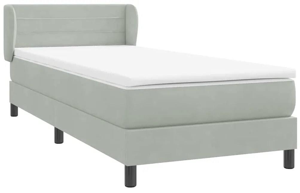 Cama com molas/colchão cinzento-claro 80x220 cm veludo