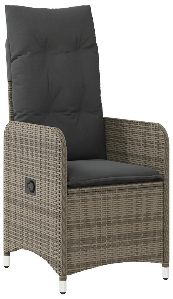 Conjunto de Jantar de Jardim de 7 Peças com Almofadas Cinza Rattan PE
