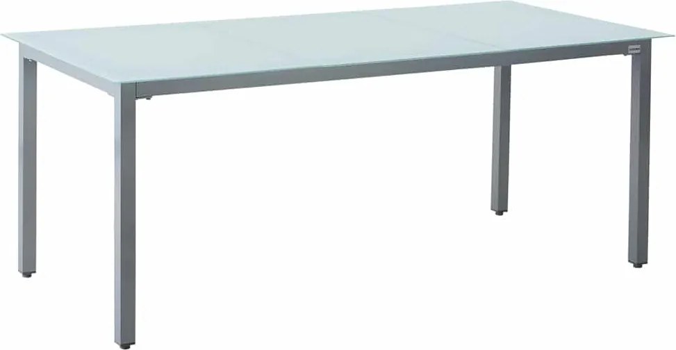 Conjunto de refeição de jardim  Bern 9 peças com 8 cadeiras e 1 mesa em alumínio prateado e vidro fosco