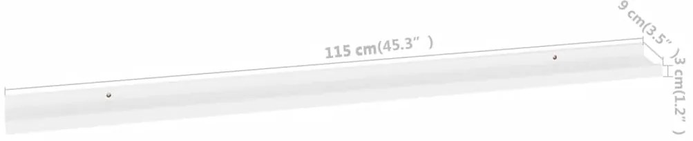 Prateleiras de parede 4 pcs 115x9x3 cm branco