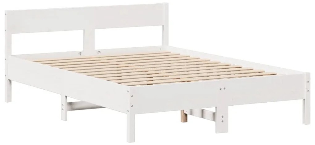 Cama com estante sem colchão 160x200 cm pinho maciço branco