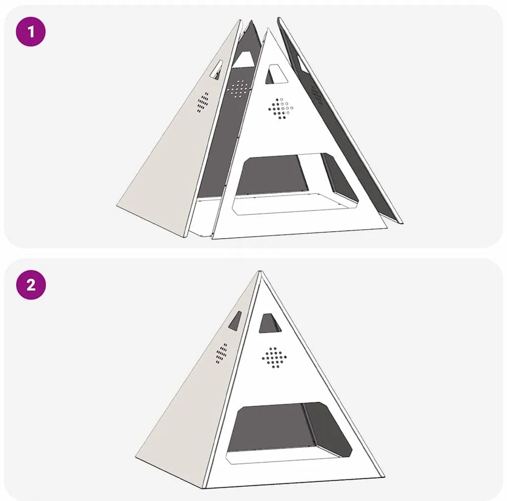 Fogueira Pyramid vidaXL Preto 50x50x51 cm Aço