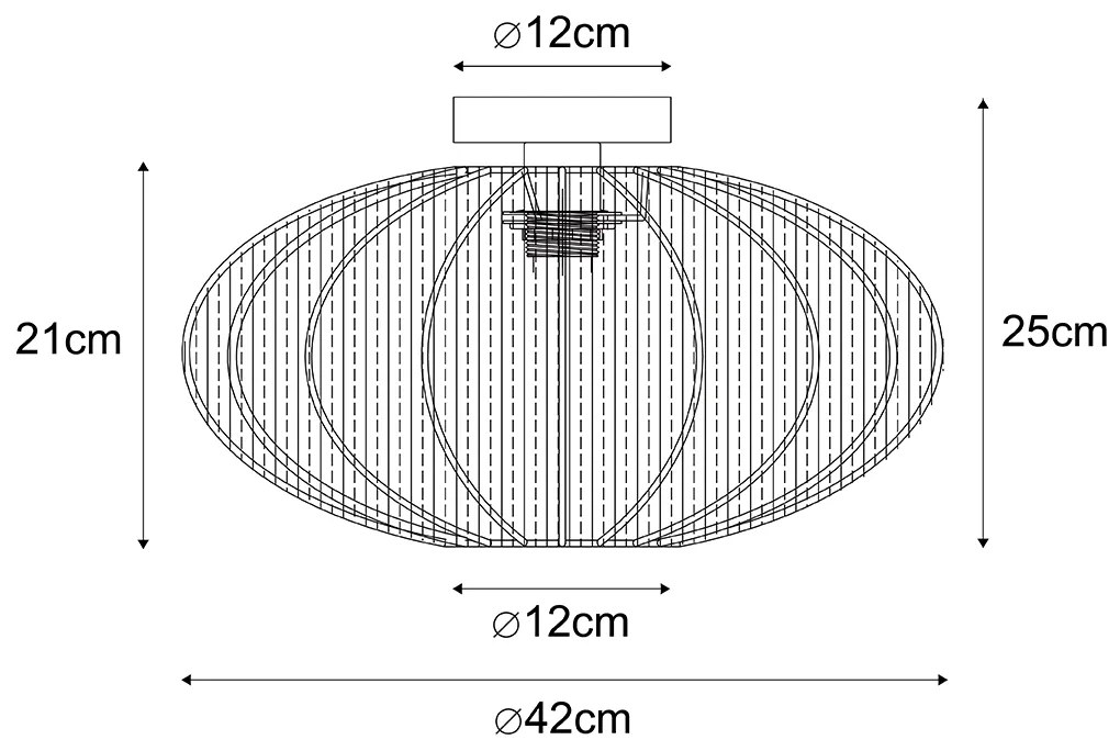 Candeeiro de Teto Japandi Castanho com Abajur em Tecido - Bida Design