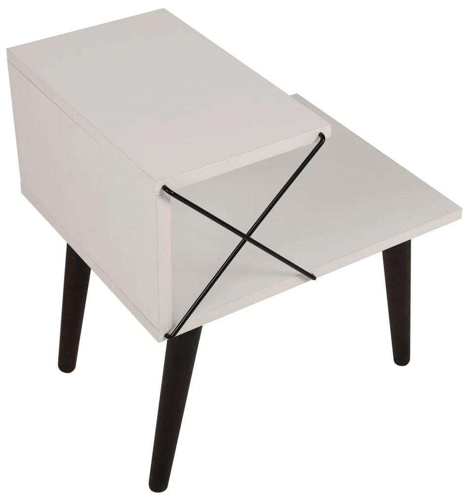 Mesinha de Cabeceira Cross – Branco – 50x55x40 cm