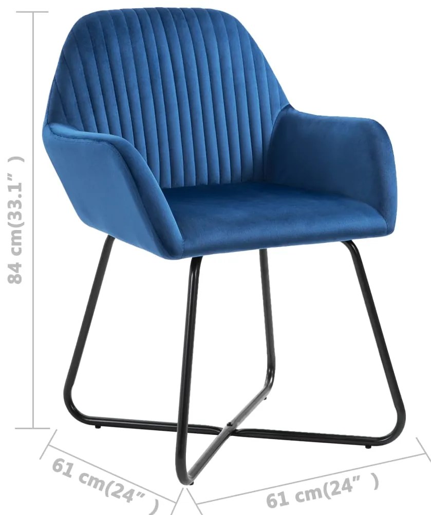 Cadeiras de jantar 2 pcs veludo azul