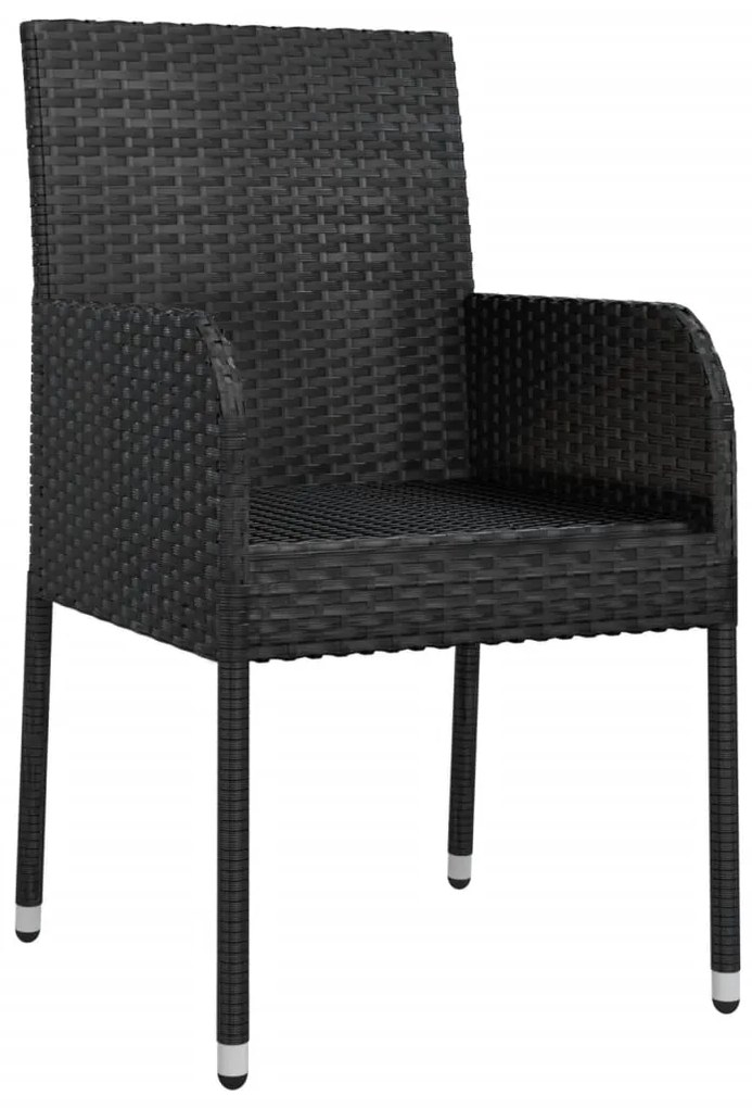 Cadeiras de jardim com almofadões 4 pcs vime PE preto