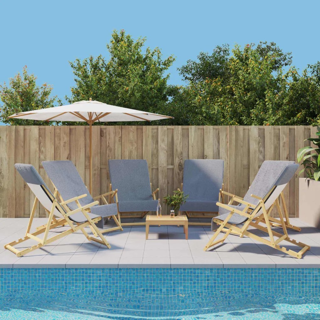 3157053 vidaXL Toalhas de praia 6 pcs 60x135 cm tecido 400 GSM cinzento