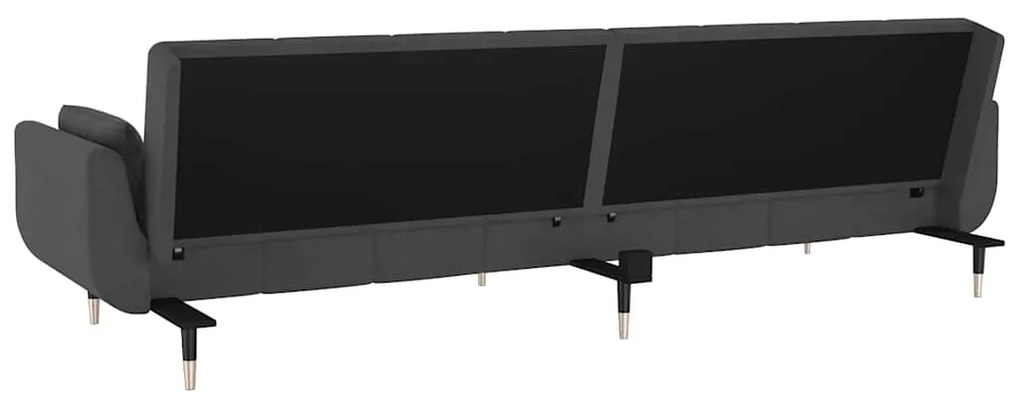 Sofá-cama 2 lugares com duas almofadas veludo cinzento-escuro