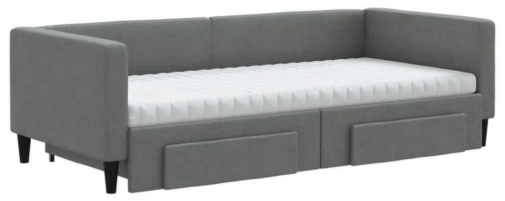 Sofá-cama c/ gavetão e gavetas 90x200 cm tecido cinzento-escuro