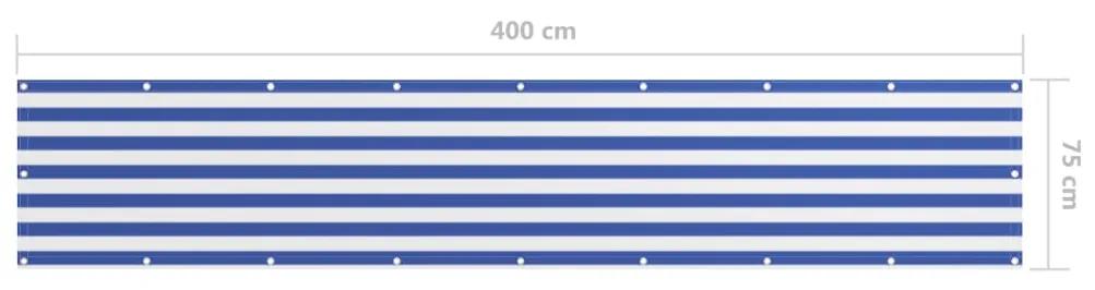 Tela de varanda 75x400 cm tecido Oxford branco e azul