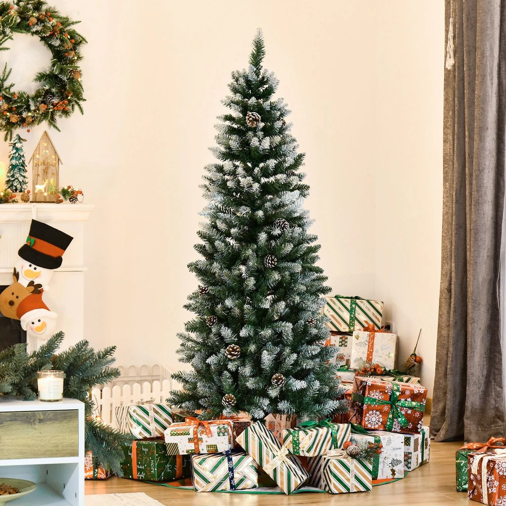 Árvore de Natal Artificial Ø69x150cm com 464 Ramas e 28 Pinhas Folhas