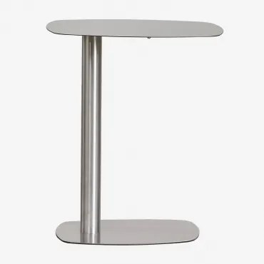 Mesa Auxiliar Retangular 40x25 Cm Em Aço Odelia Cinza Aço & ↑50 Cm - Sklum