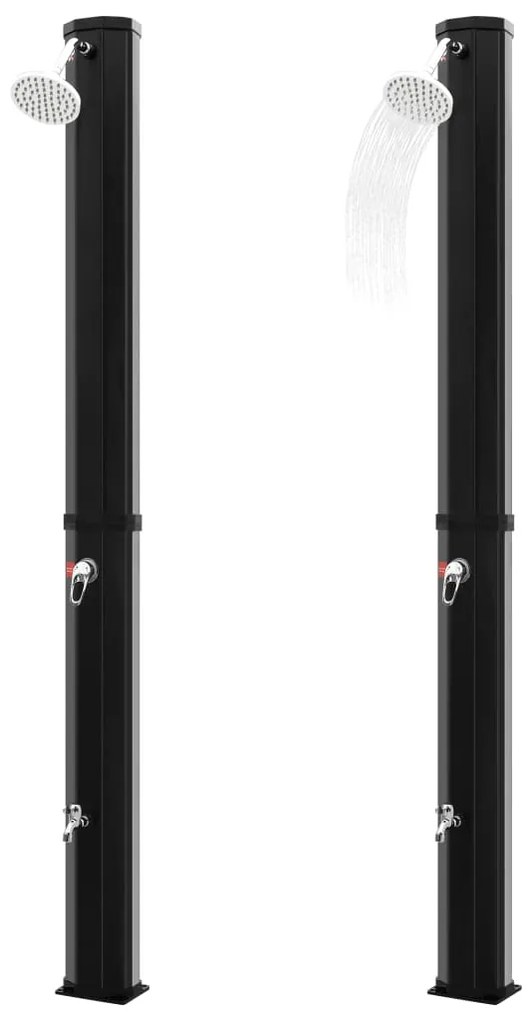 Chuveiro solar de exterior c/ cabeça e torneira 35 L preto