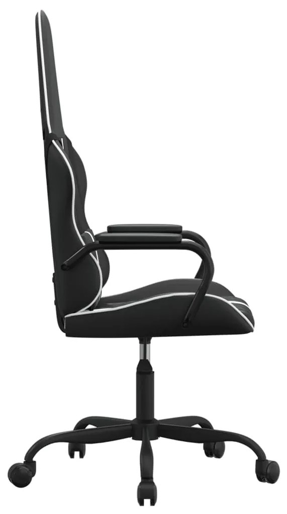 Cadeira gaming massagens couro artificial branco e preto