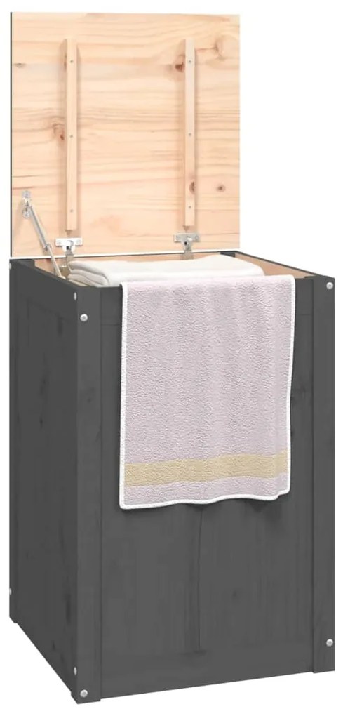 Caixa para roupa 44x44x66 cm madeira de pinho maciça cinzento