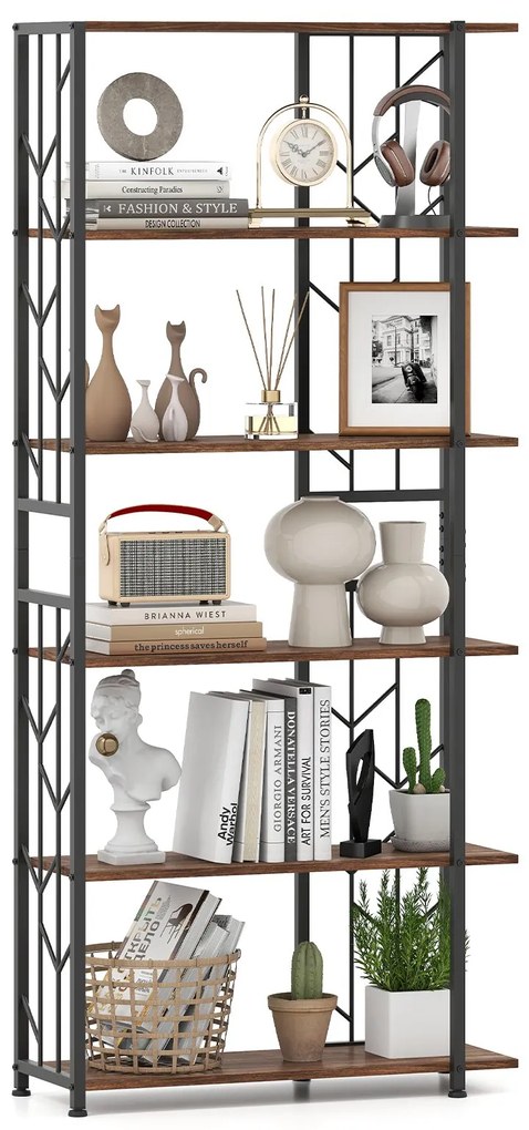 Estante de 6 níveis com estrutura de metal resistente e 2 kits antitombamento - Branco