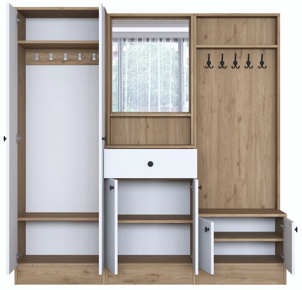 Hall Stand P6 – White/Nogueira – 179,4x182,8x37,5 cm