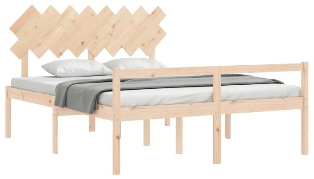 Cama para idosos com cabeceira 160x200 cm madeira maciça