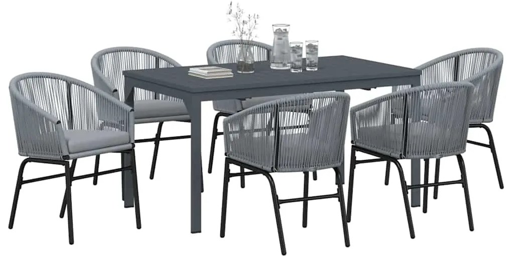 Conjunto de Jantar para Jardim Manual 7 pcs Cinzeto Grande