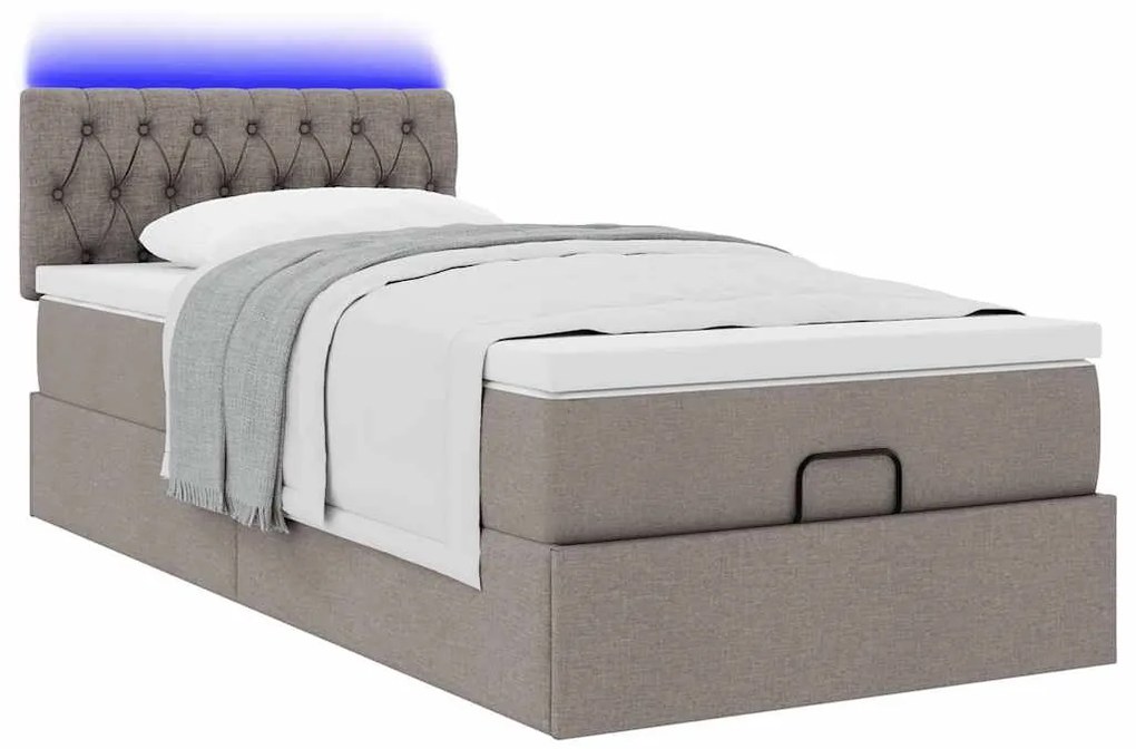 Cama otomana com colchão 100x200 cm tecido cinza