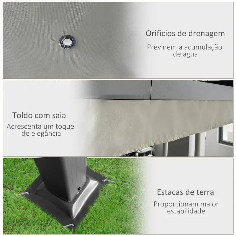 Pérgola de Jardim com Teto Retrátil e Drenagem - 4x3m