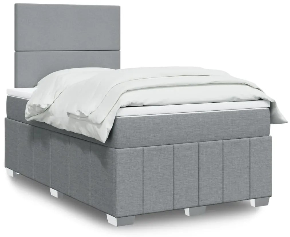 Cama com molas/colchão 120x200 cm tecido cinza-claro