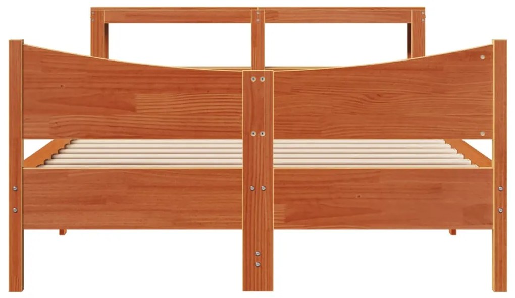 Estrutura cama c/ cabeceira 140x200cm pinho maciço castanho-mel