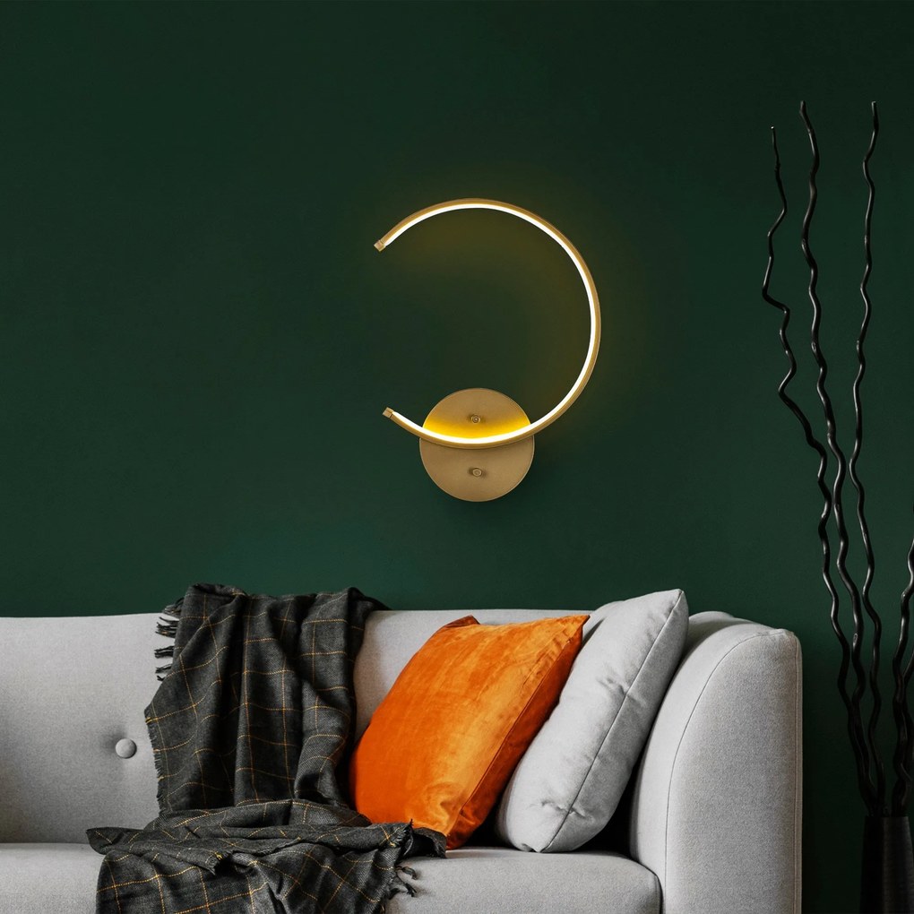 Candeeiro de Parede Moon - Dourado - 33 cm largura, 46 cm altura, 6 cm