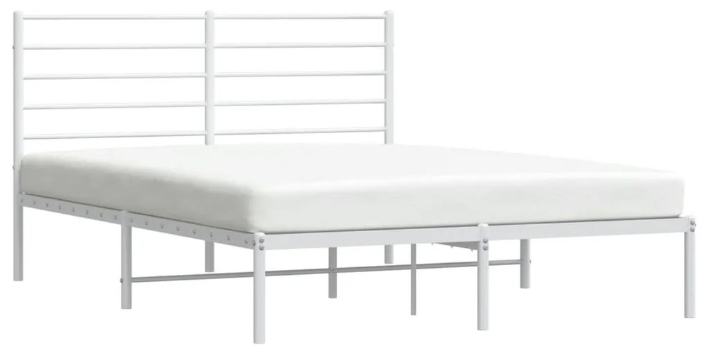 Estrutura de cama com cabeceira 150x200 cm metal branco