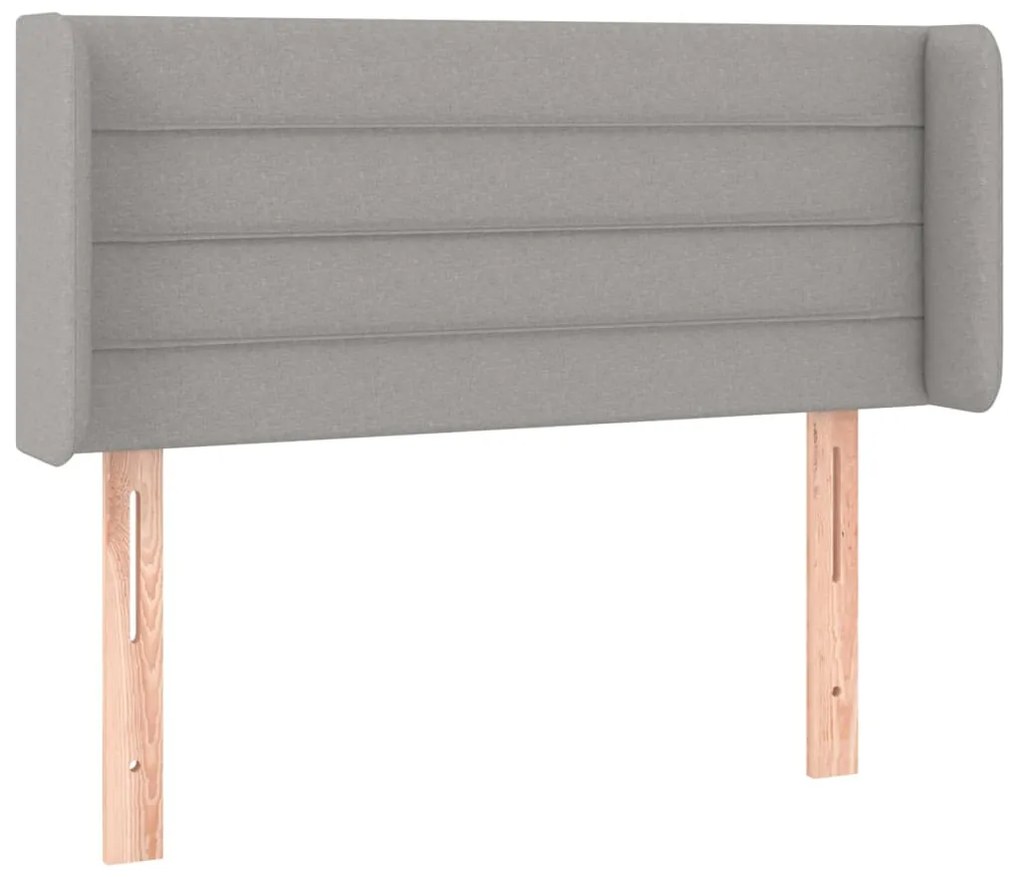 Cabeceira de cama c/ luzes LED tecido 83x16x78/88cm cinza-claro