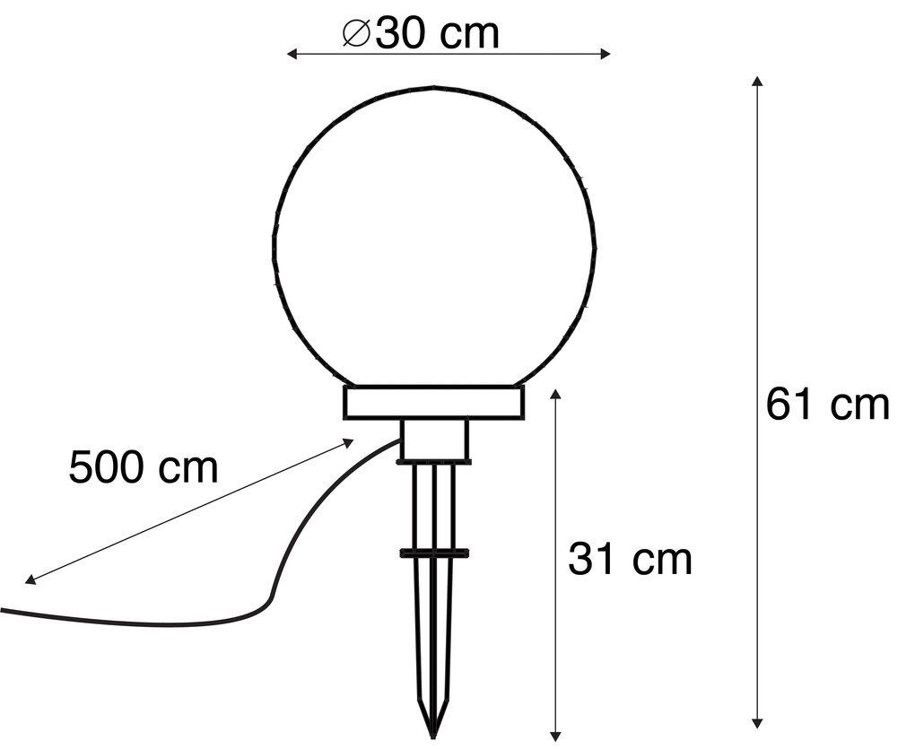 Lâmpada de exterior moderna com ponta de terra 30 cm IP44 - Bol Moderno