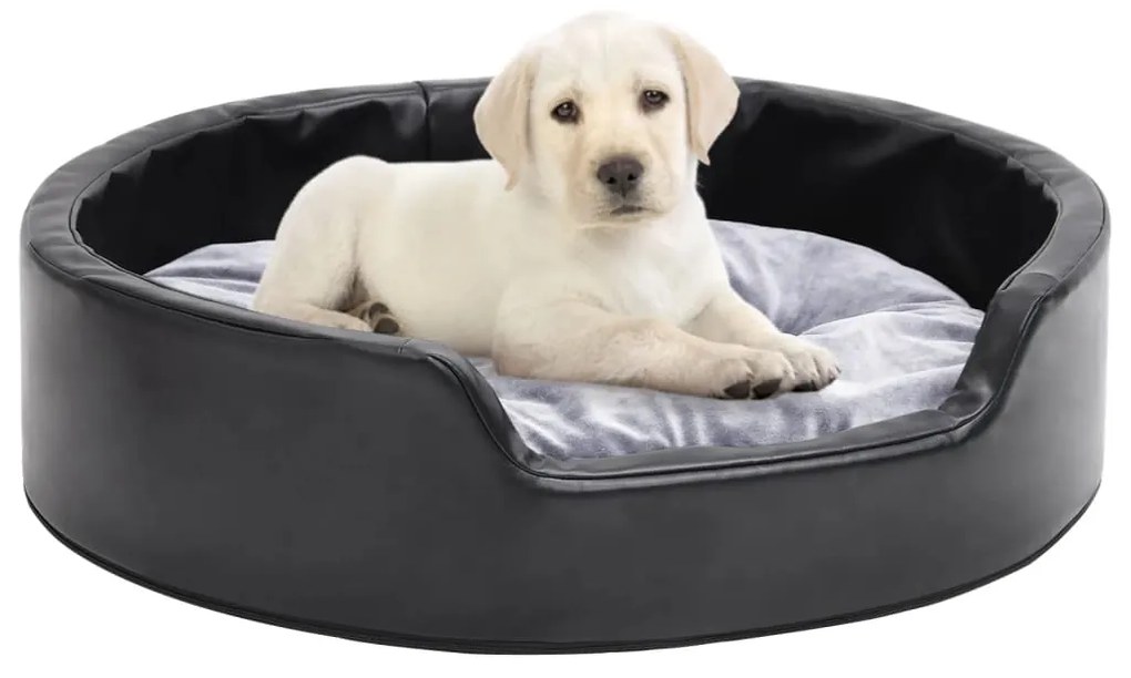vidaXL Ninho p/ cães 69x59x19cm pelúcia/couro artificial preto e cinza