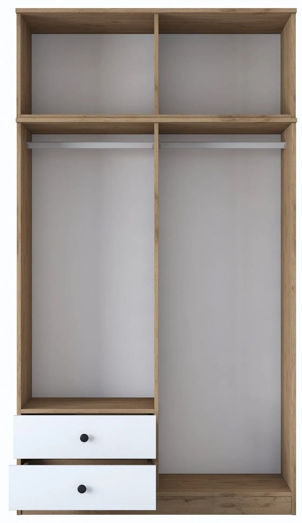 Roupeiro BA121 – Nogueira e Branco – 120x216,8x42,5 cm