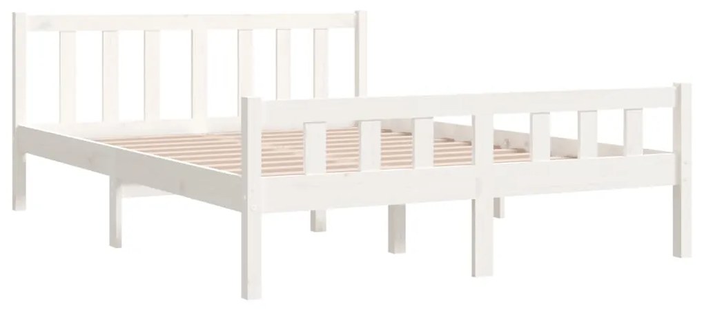 Estrutura de cama 140x190 cm madeira maciça branco