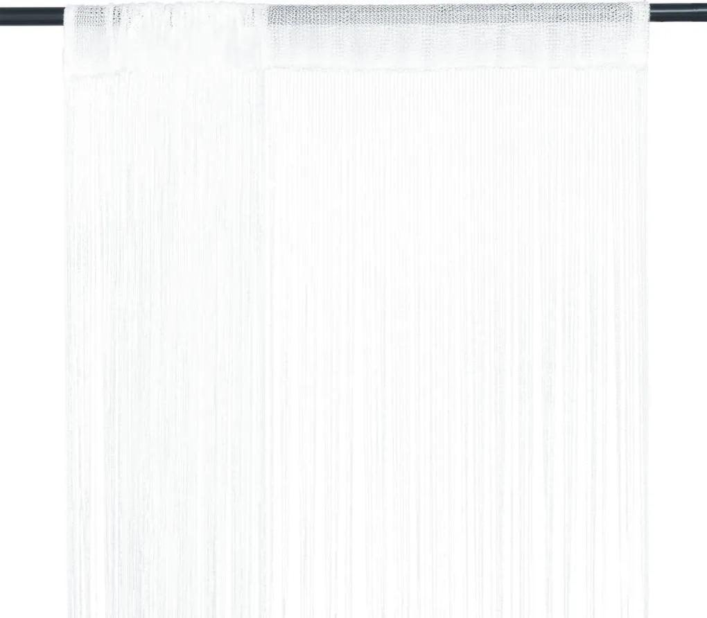 Cortinas de fios 2 pcs 100x250 cm branco