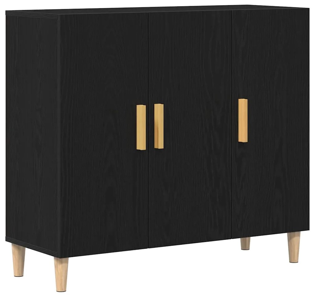 Aparador vidaXL Preto Carvalho 90x34x80 cm Madeira de Engenharia